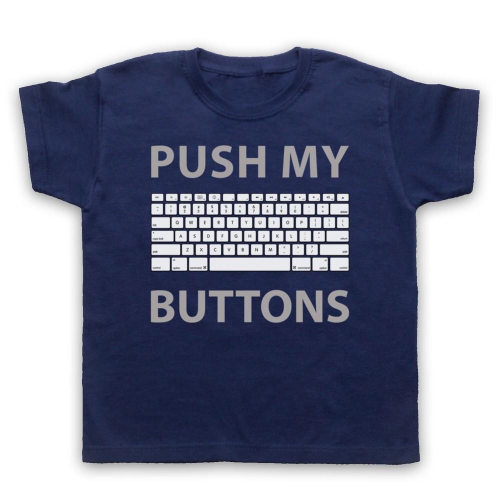 Push My Buttons Computer Geek Keyboard Funny Slogan Kids Childs T-Shirt S gray MyFamilyTees