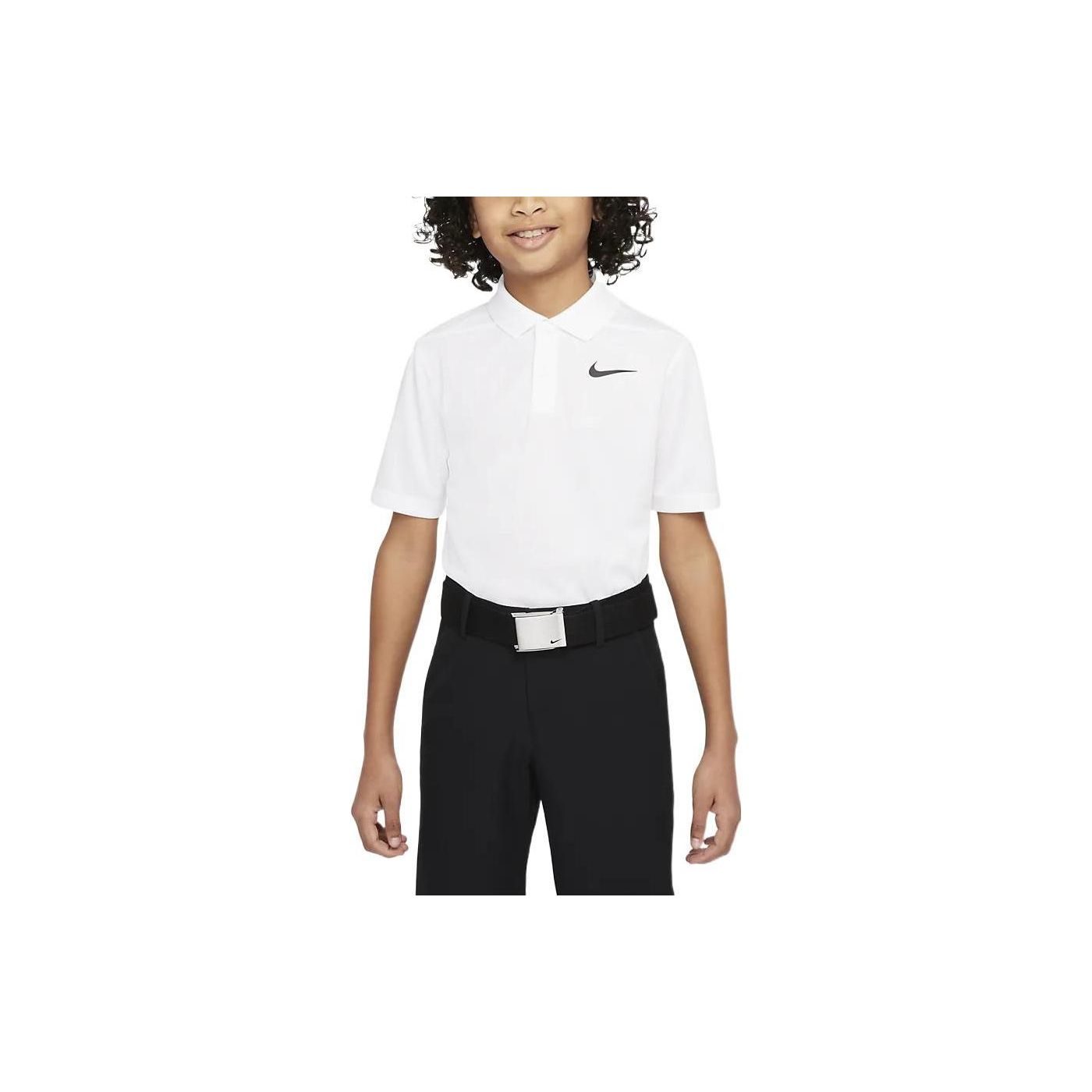 Nike Kids Plain Logo Print Straight Cut Short Sleeve Polo Shirt Kids tops White DN1970-100 M black