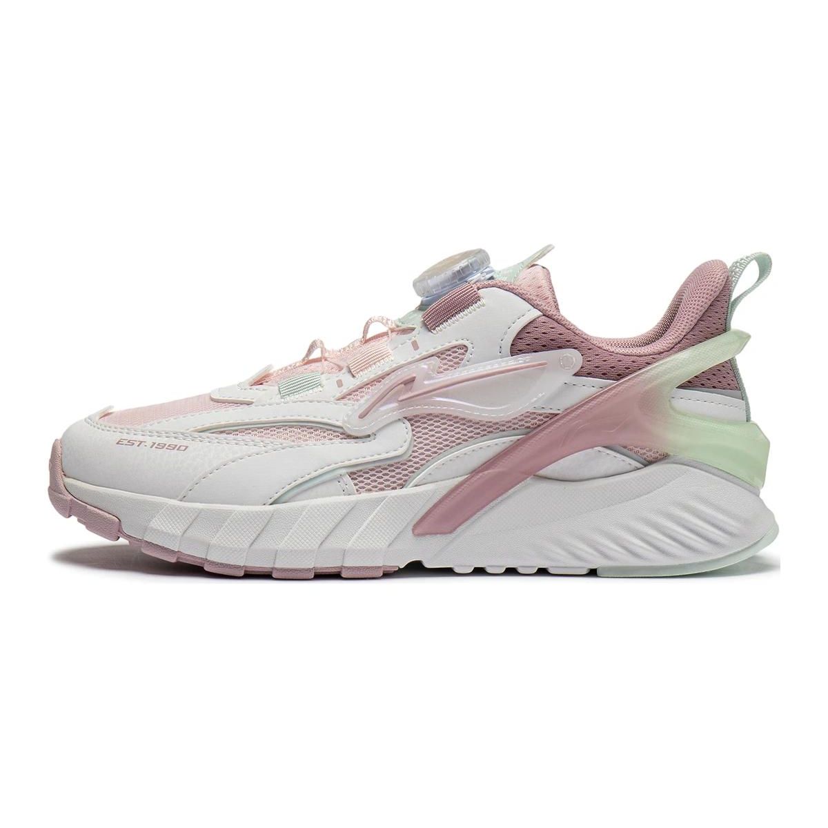 Li Ning Kids Galaxy V2 Простые легкие нескользящие амортизирующие повседневные туфли с низким верхом Детские повседневные туфли белого и розового цвета YKCU008-6 35 white Li-Ning
