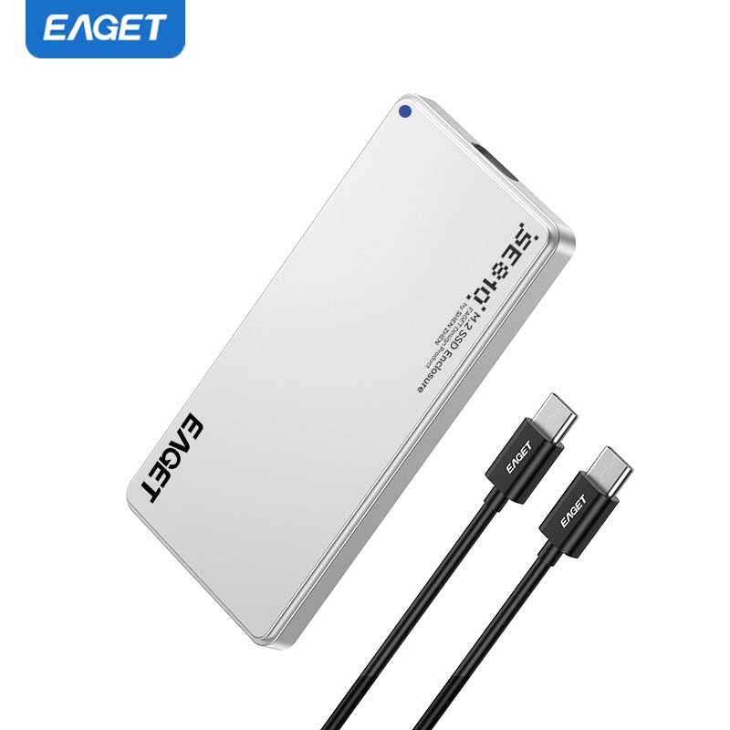 EAGET Ультратонкий адаптер M.2 NVMe для SSD, USB 3.2 Gen 2 (10 Гбит/с) к NVMe PCI-E, Поддерживает SSD форм-фактора 2230/2242 (SSD не входит в комплект) Type-C(supports both 2230 and 2242 SSD) white
