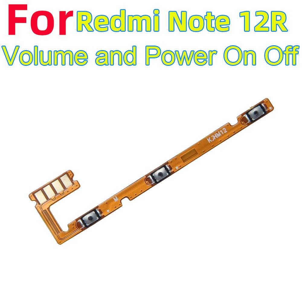 Power ON OFF Mute Switch Control Key Volume Button Flex Cable for Xiaomi Redmi Note 12R Power On Off Volume Power Volume yellow Fep 3C