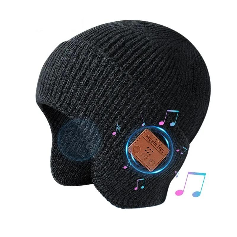 Новые наушники Bluetooth, музыкальная шапка, многофункциональная светодиодная подсветка, термошапка с креплением на голову No Light чёрный CANKE