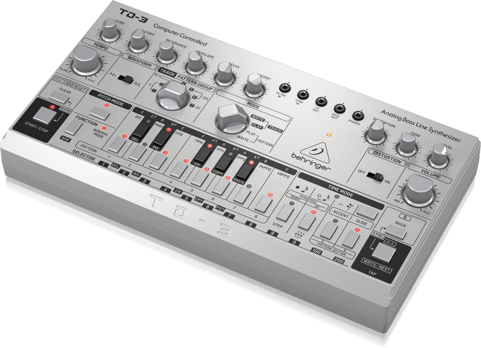 Аналоговый басовый синтезатор Behringer TD-3-SR серебряный