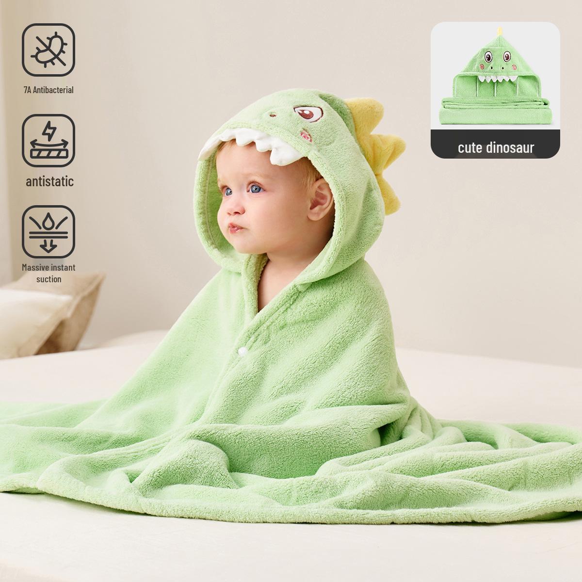 Jingqi Baby Hooded Poncho Towel - Absorbent Newborn Bathrobe for Boys & Girls 70x140cm beige 16Double8