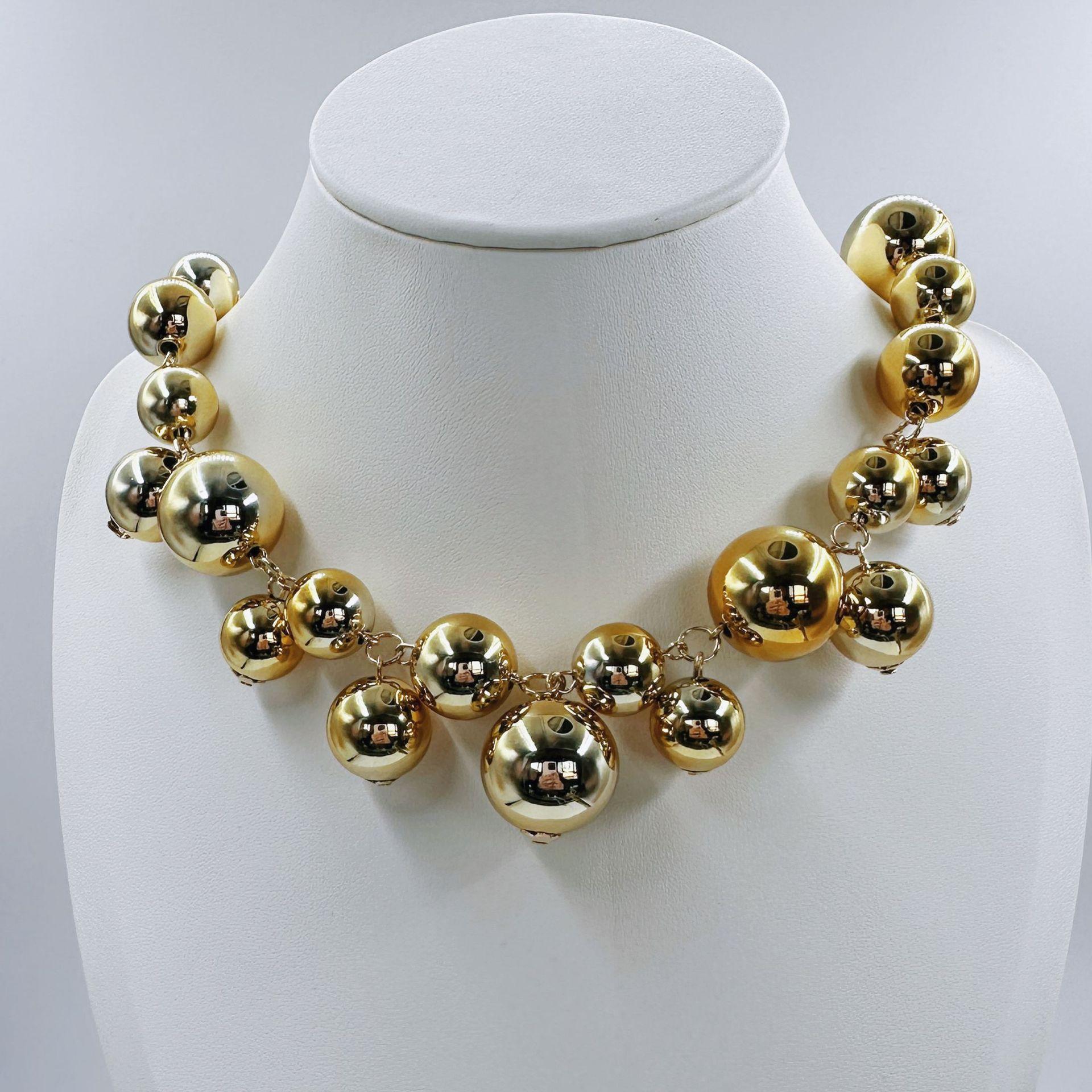 Light Luxury Necklace Round Bead Gold And Silver Ball Personalized Niche Collarbone Chain Exaggerated Jewelry золотой More Car Parts