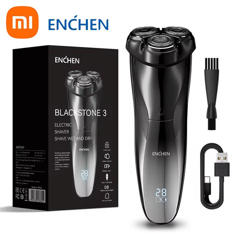 Электробритва Xiaomi ENCHEN 3D Blackstone 3 Водонепроницаемая бритва для влажного и сухого бритья Двойного использования для лица и бороды Аккумулятор Цифровой дисплей Для мужчин чёрный