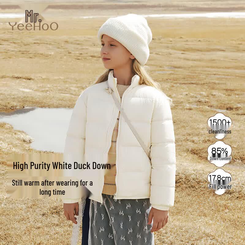 Детская пуховая куртка с капюшоном YEEHOO для девочек 150 white