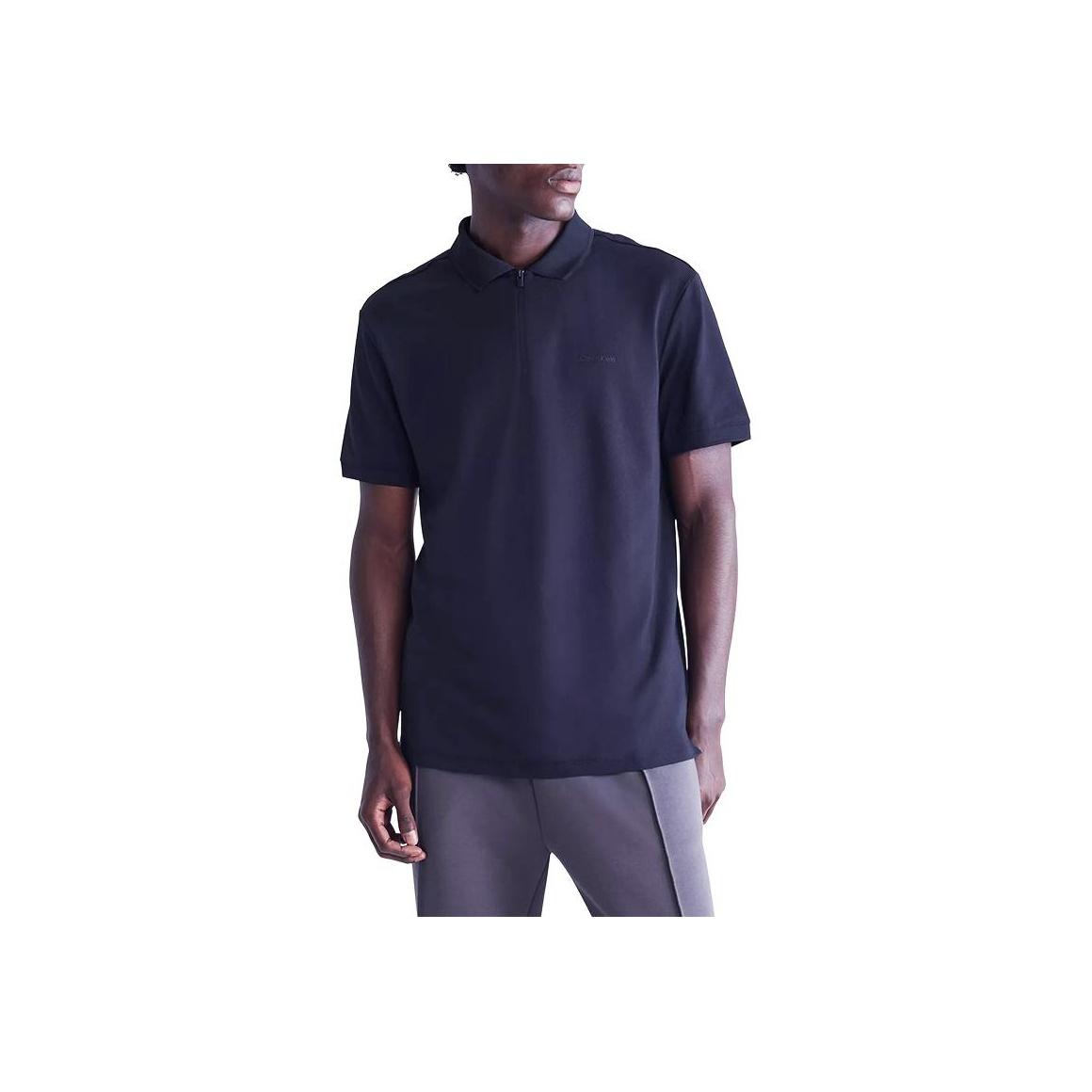 Calvin Klein Casual Comfortable Solid Color Simple Short Sleeve Polo Shirt Men tops Navy-Blue 81FP863-411 S black