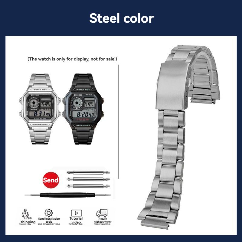AE1200 Корпус часов из нержавеющей стали для Casio 3299 AE-1200WH Модифицированный металлический корпус с водонепроницаемым кольцом Черный Серебристый gray PulsePeak
