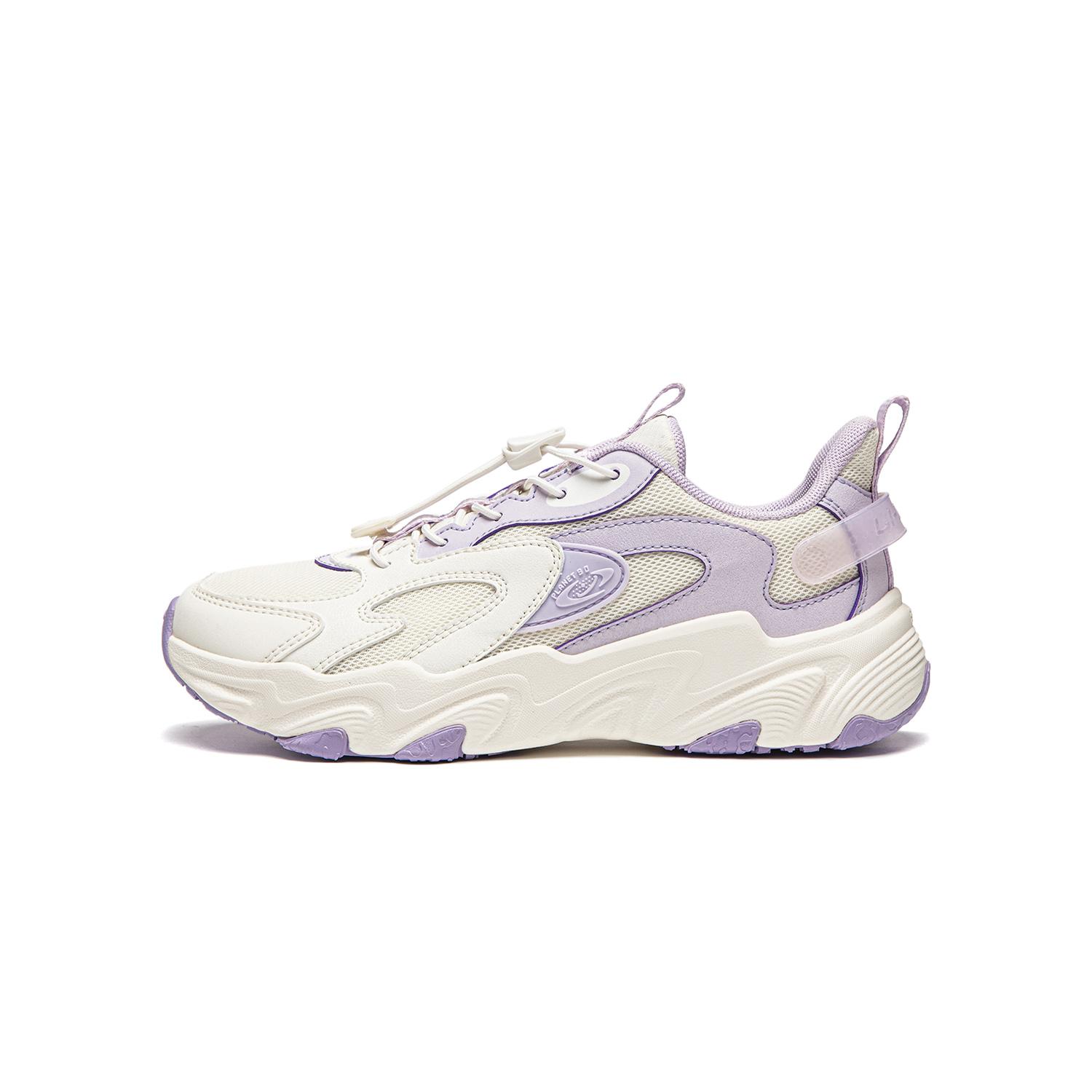 Li Ning Kids Letter Color Block Shock Absorbing Rebound Мягкие легкие повседневные туфли с низким верхом Детская повседневная обувь Фиолетовый YKCU112-2 31 Li-Ning