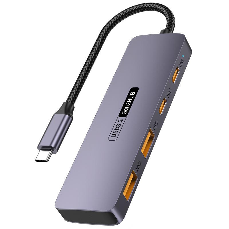 USB 3.2 Хаб Док-станция: Разветвитель Type-C на 4C1A с поддержкой PD для ноутбука, планшета, телефона gray Pickerr