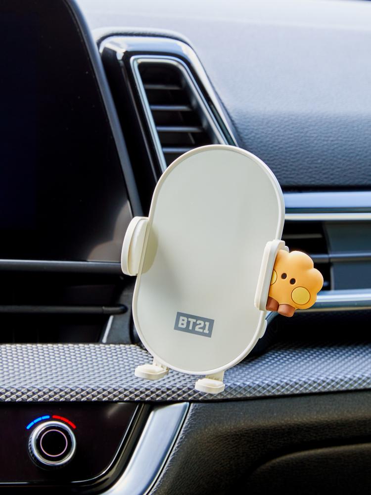 Line Friends BT21 Shooky Minini Автомобильный держатель для смартфона с быстрой зарядкой gray