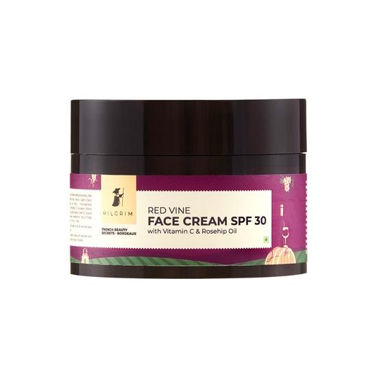 Крем для лица PILGRIM French Red Vine с солнцезащитным фактором SPF 30, маслом шиповника и витамином C для борьбы со старением, защита от солнца PA+++, для мужчин и женщин, 50 г black Belissima