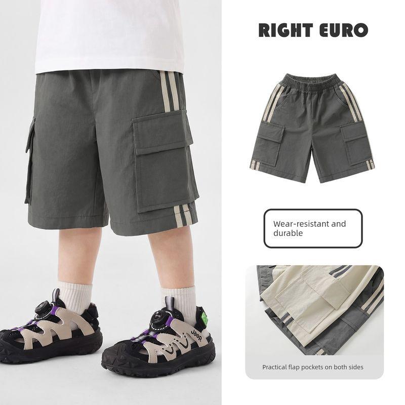 Boys  Summer Cargo Shorts Children s Summer Mid-Length Shorts Five-Point Pants 2026 New Children s Clothing Baby Summer Pants Charcoal Gray 90 gray TAOMall