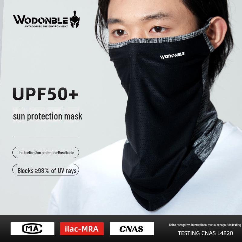 Велосипедная маска Ice Silk UV Protection - мужская, полностью закрывающая лицо и шею, солнцезащитный козырек чёрный/серый CrossCart