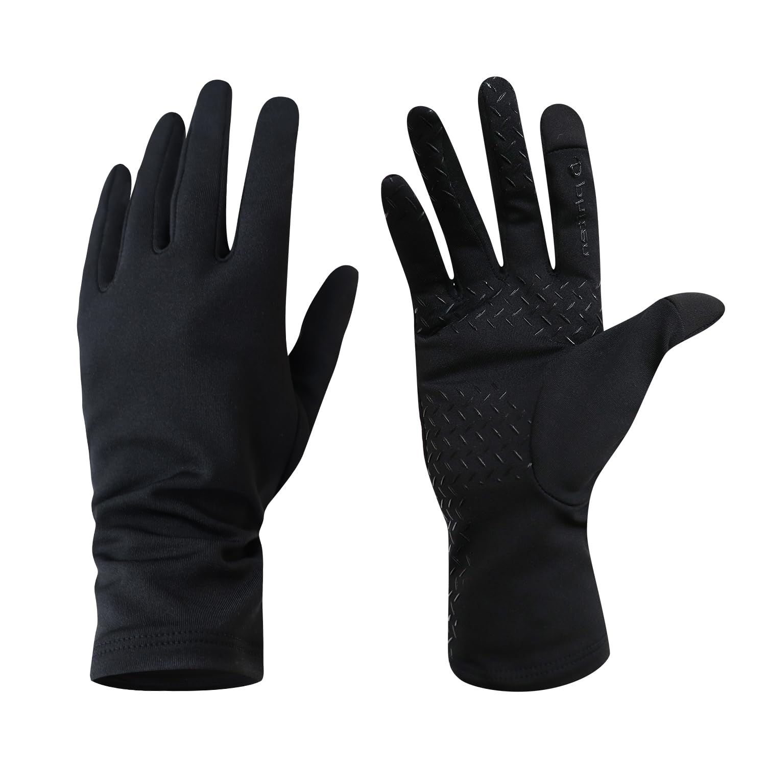 Перчатки Phiten Running Cold Brushed Track and Winter Smartphone Touch Panel, черные, мужские, женские, унисекс, перчатки для осени и зимы, защита, подкладка, чёрный