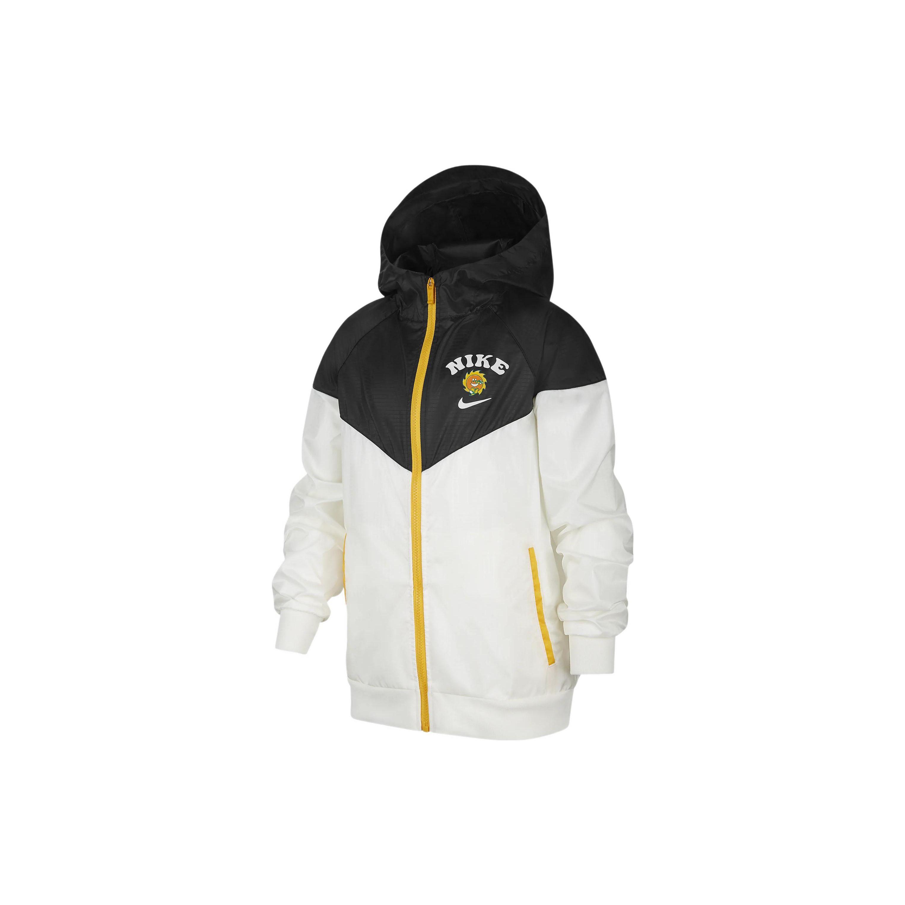 Nike Letter Print Spliced Long Sleeve Jacket Kids jackets White DQ9136-133 XS black