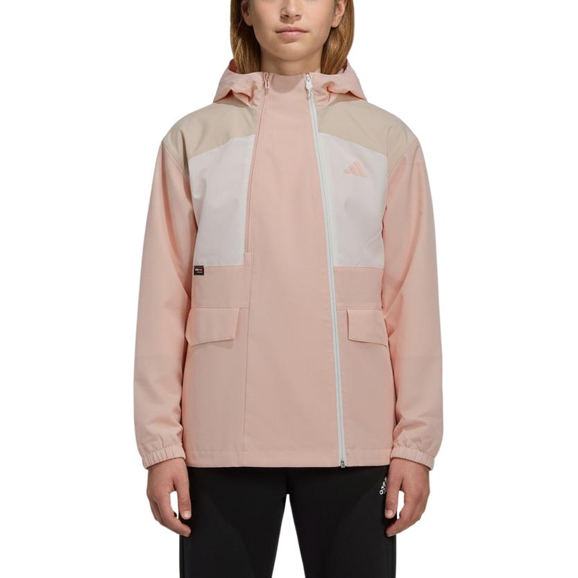 Adidas Городская куртка Color Block На молнии С капюшоном Длинный рукав Детские куртки KS3531 128 beige