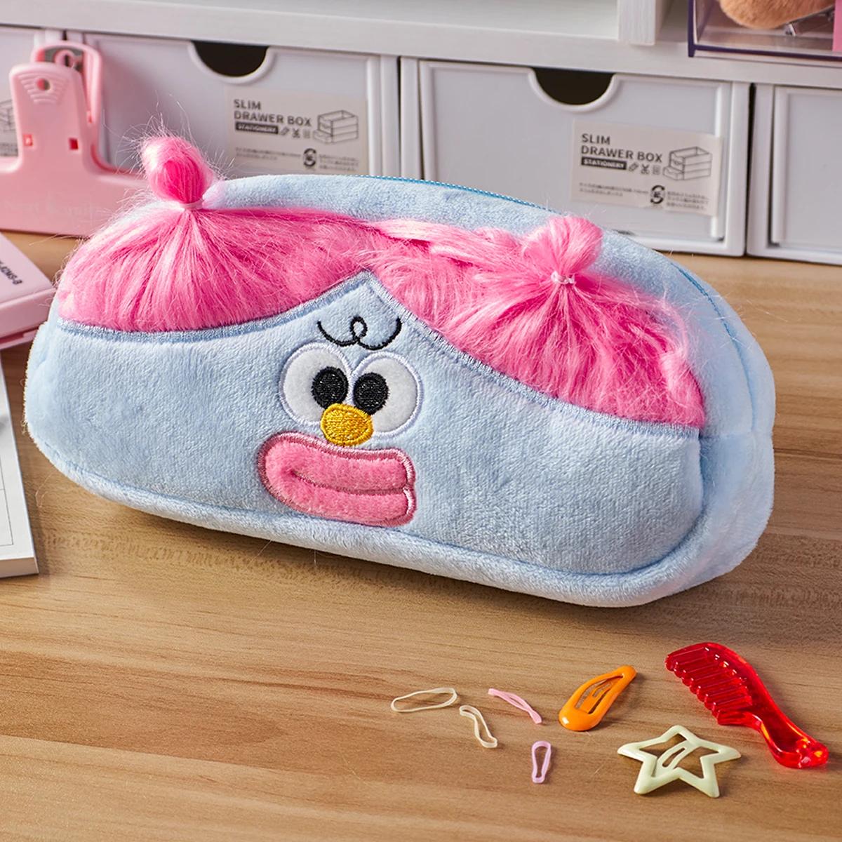 Плюшевый пенал Ugly Doll для девочки, сумка для хранения в виде сердца, брендовый, забавный, плюшевая игрушка, пенал, корейские канцелярские товары, офисные культурные принадлежности светло-синий Cloth Crown