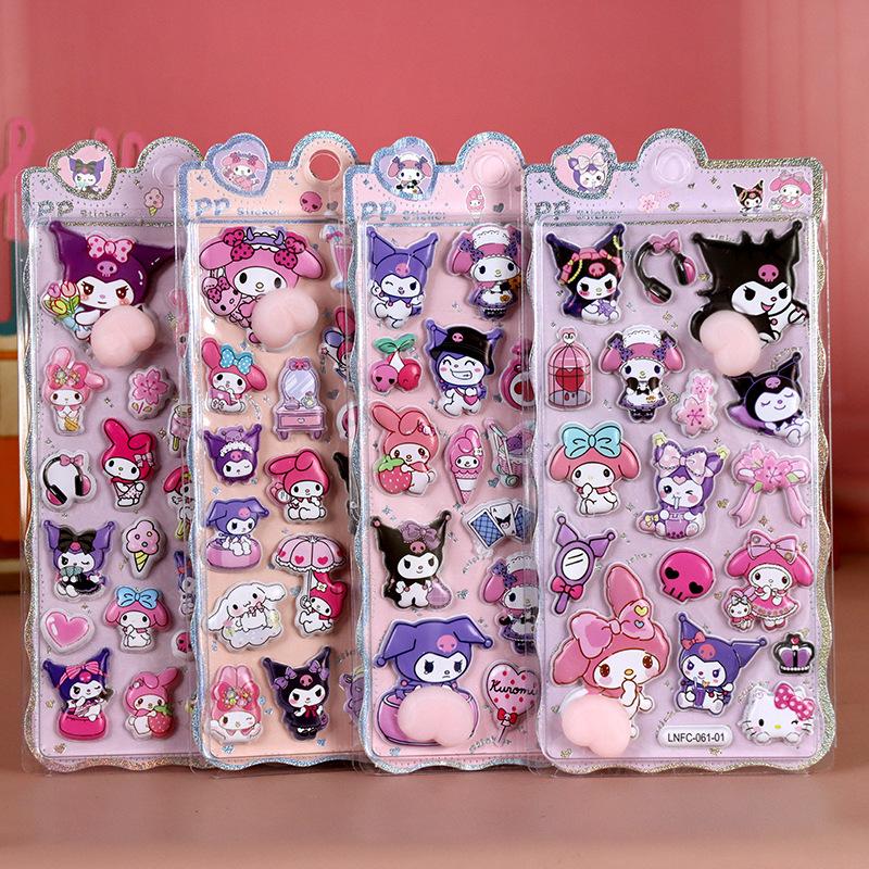 3D Kawaii Kitty Sticker Happy Buttocks Cartoon Soft Pinched Children S Decompression Bubble Sticker Phone Case Decoration white Prettiest Time