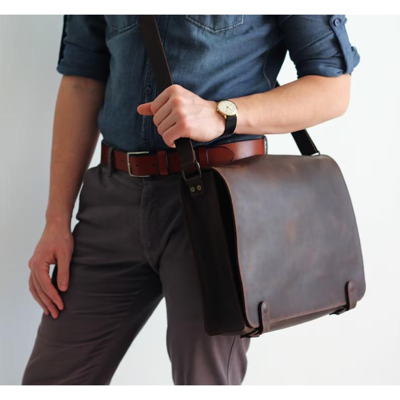 Brown Leather Laptop Bag, Father s Day gift, Mens Leather Shoulder Bag, Leather Messenger Bag, Personalized Leather Bag, Laptop bag black Urbanleatherbags
