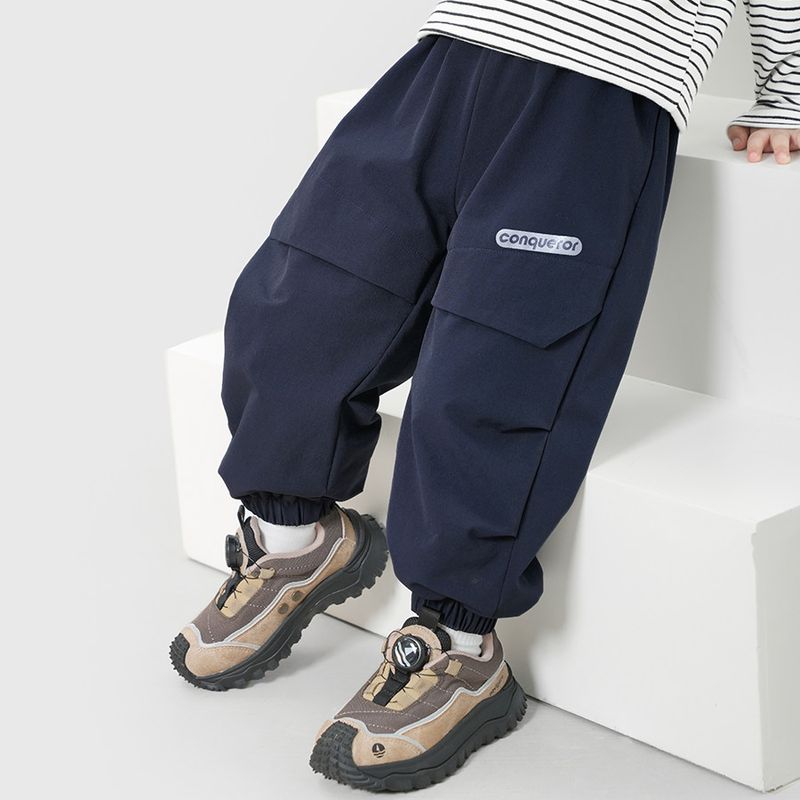 Right European Style Boys  Mountain-Style Quick-Drying Sports Pants, Spring 2025 New Cargo Pants, Spring and Autumn Style, Children s Clothing Navy blue 110 gray TAOMall