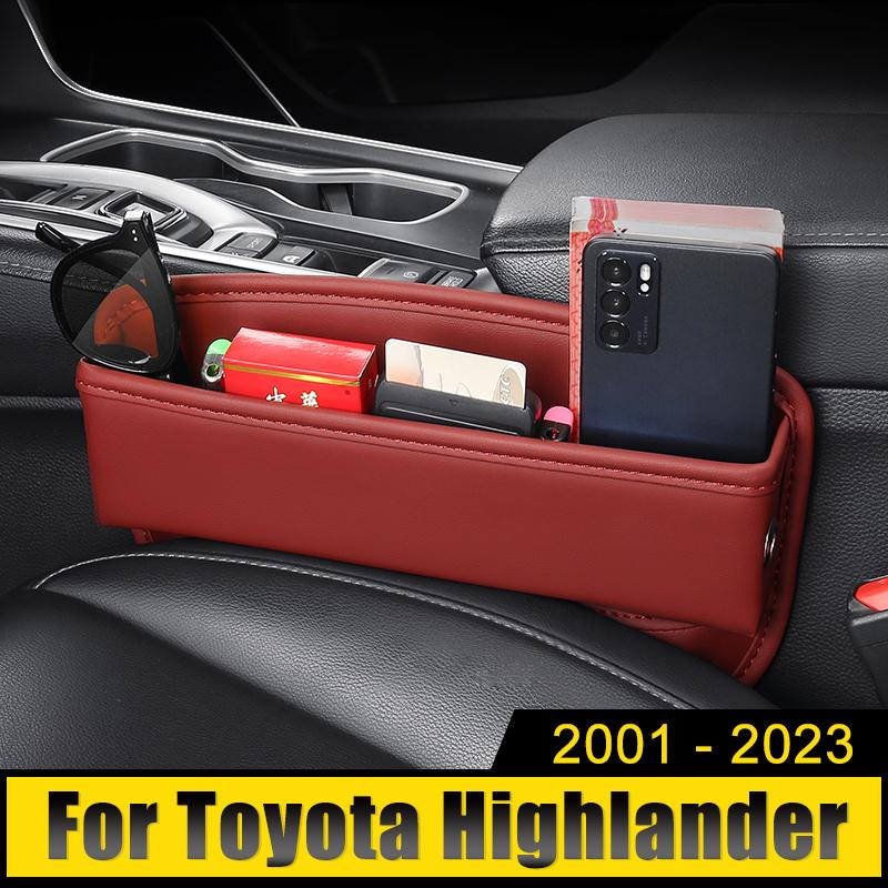 Car Seat Crevice Slot Storage Box Bag Built-in Cover For Toyota Highlander XU30 XU40 XU50 XU70 Kluger 2001-  2022 2023 Black 1PCS brown 91360402MAC3MEPD5E