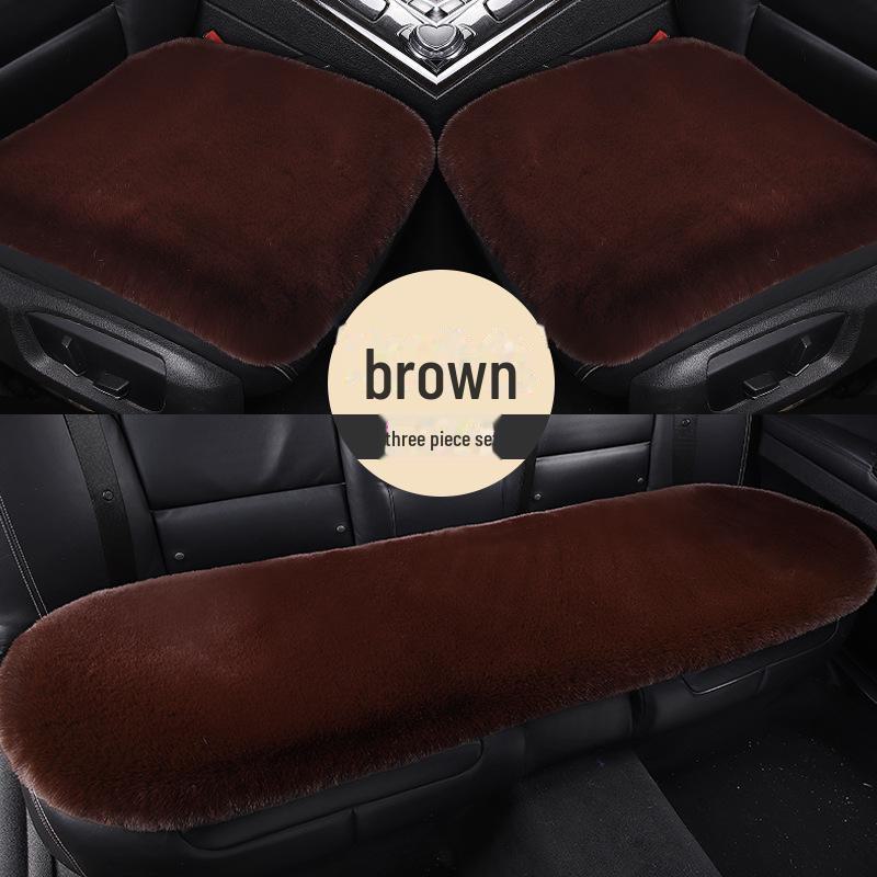 Three-Piece Universal Winter Car Seat Cushion - Plush Imitation Rabbit Fur single seat, 1 square cushion коричневый GearUp AutoMoto