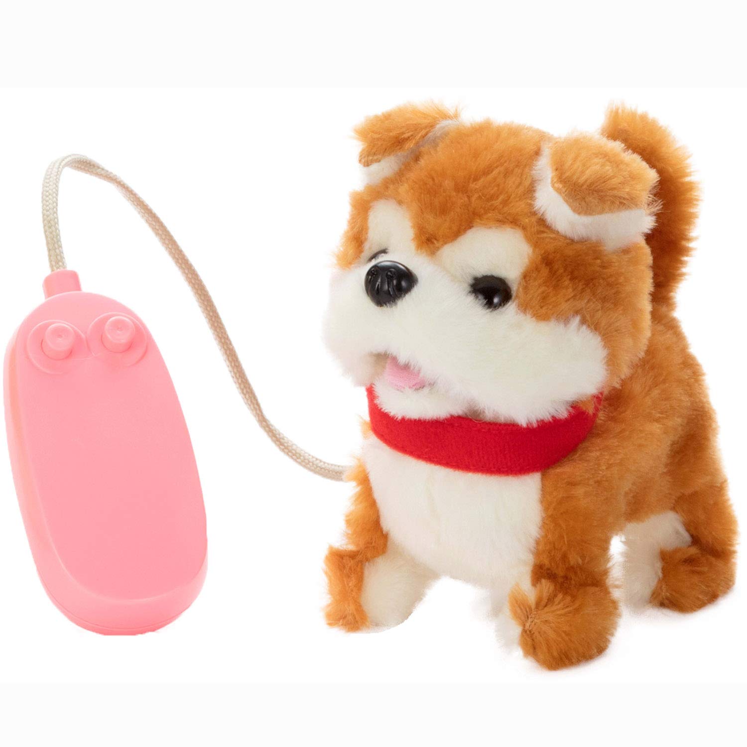 Ивая Прогулочная Собака Акита мягкая игрушка Ходит и лает Управляемая пультом управления Кан-Кан Работает от батареек 3159-3 beige Nippon-Mart