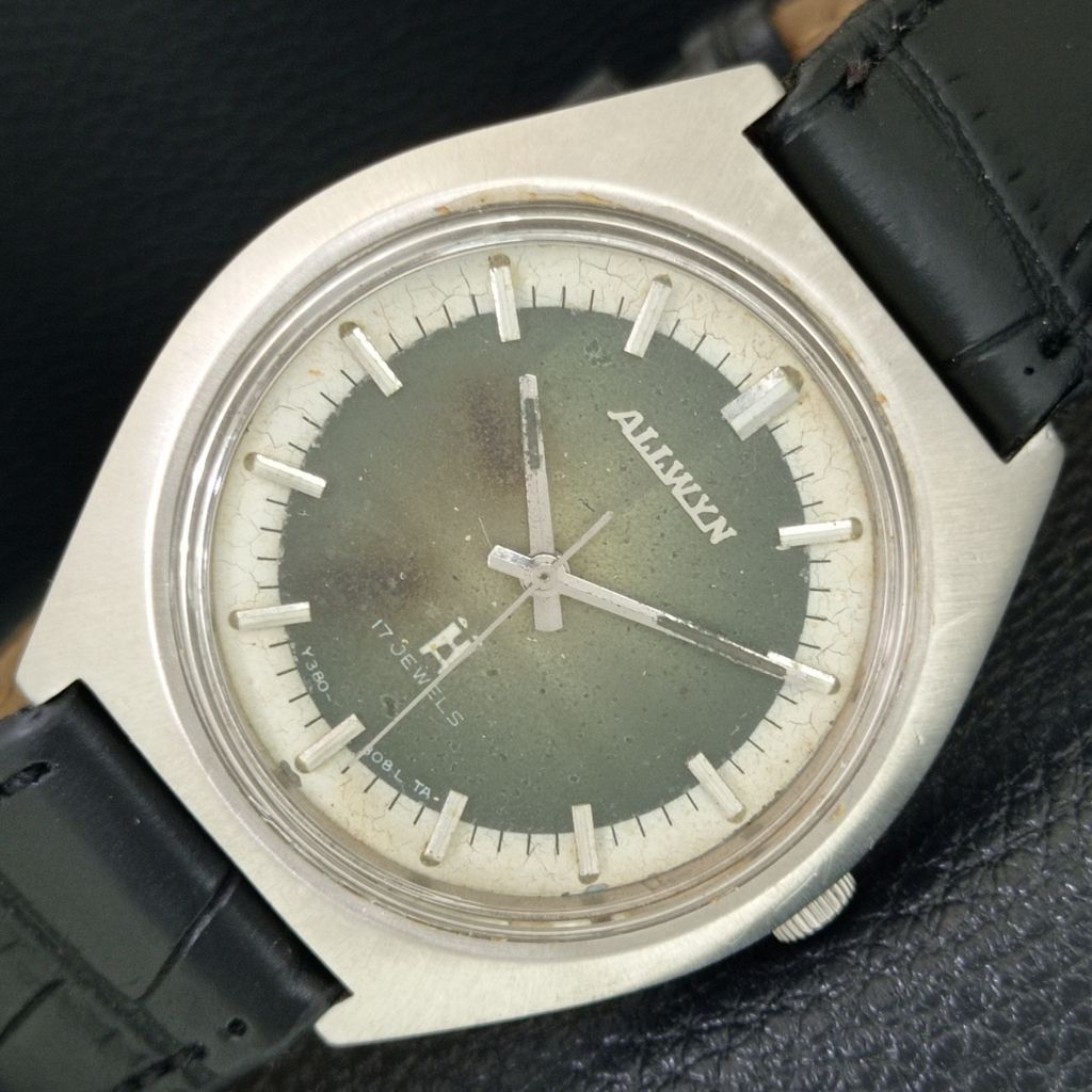 ВИНТАЖНЫЕ МЕХАНИЧЕСКИЕ ЧАСЫ ALLWYN 6300A ИНДИЯ МУЖСКИЕ ОРИГИНАЛЬНЫЙ ЦИФЕРБЛАТ a706080-1 gray Vintagewatches
