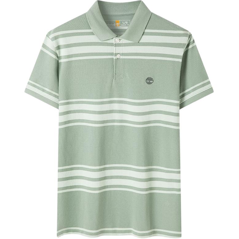 Timberland Logo Quick-Dry Breathable Striped Polo Shirt Men tops Green-Stripes A6B3V-EOL S white