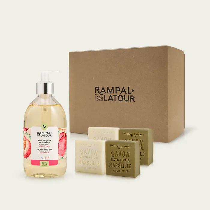 Жидкое мыло и марсельское мыло подарочный набор из 5 предметов (персик) beige BeautyGlam