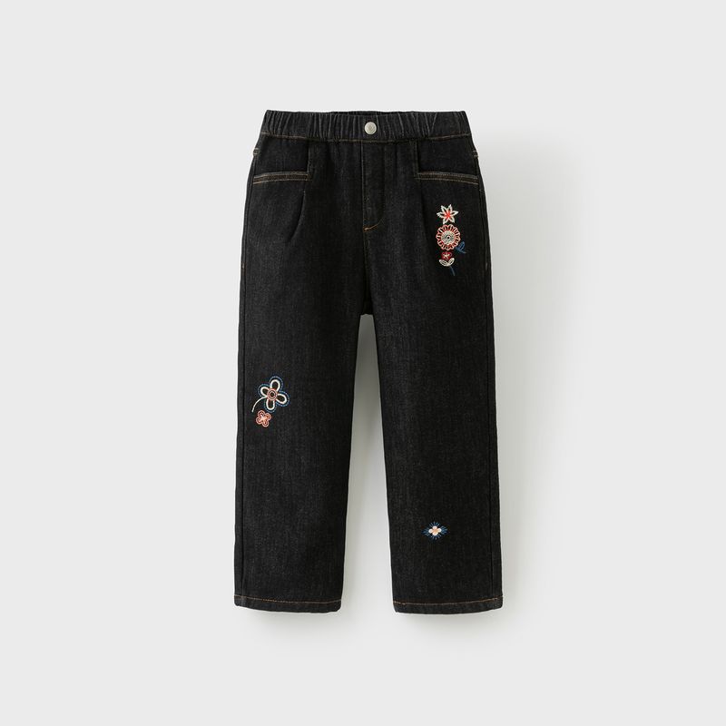 David Bella Girls  Fleece-Lined Pants 2026 Winter New Style Children s Warm Jeans Long Straight Pants Children s Clothing Black [Ready Stock] 120 white TAOMall