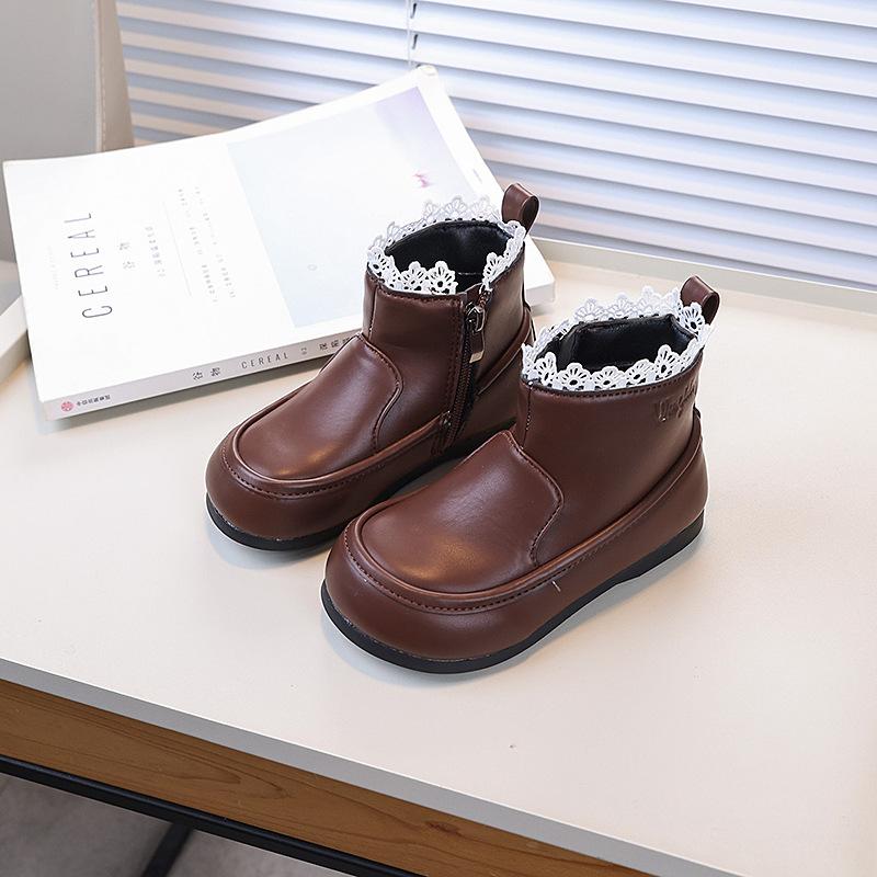 Детские кожаные сапоги принцессыДетские одиночные сапоги 21 black Gtime Shoes