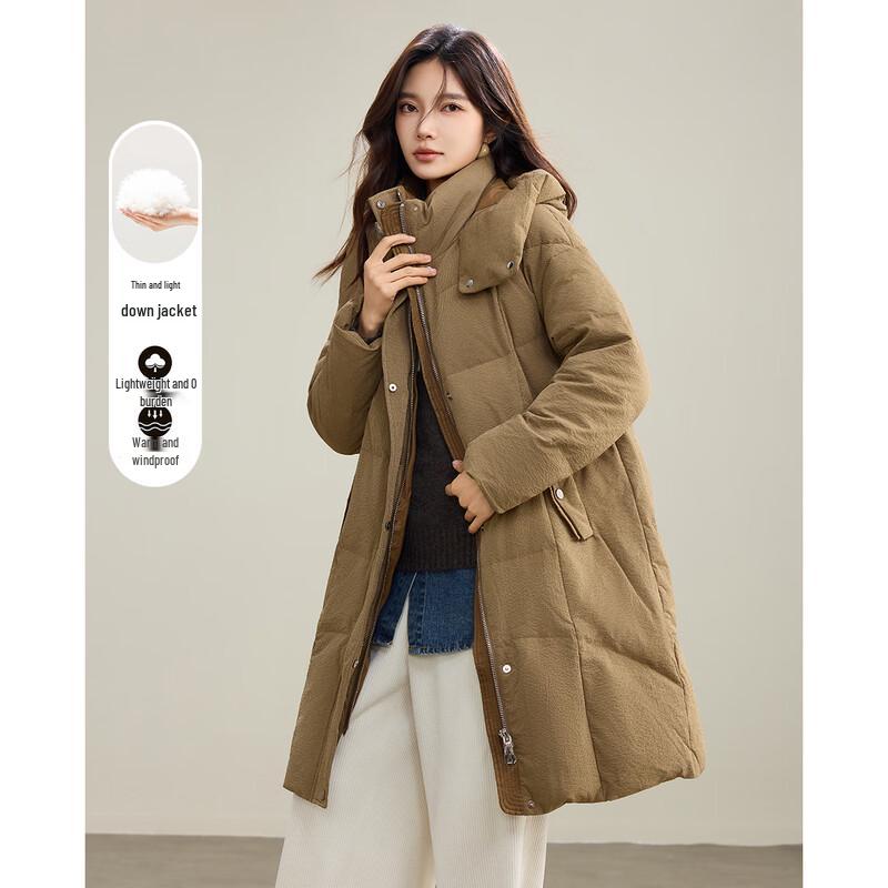 Женский пуховик средней длины с капюшоном TERRE BLEUE M brown JDST online