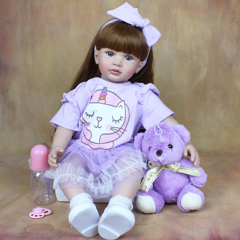 BZDOLL 60 см 24 дюйма Кукла-принцесса для малышей Реборн с мягким виниловым тканевым телом и длинными волосами, реалистичная кукла-компаньон для девочки cloth body doll white BZDOLL Reborn