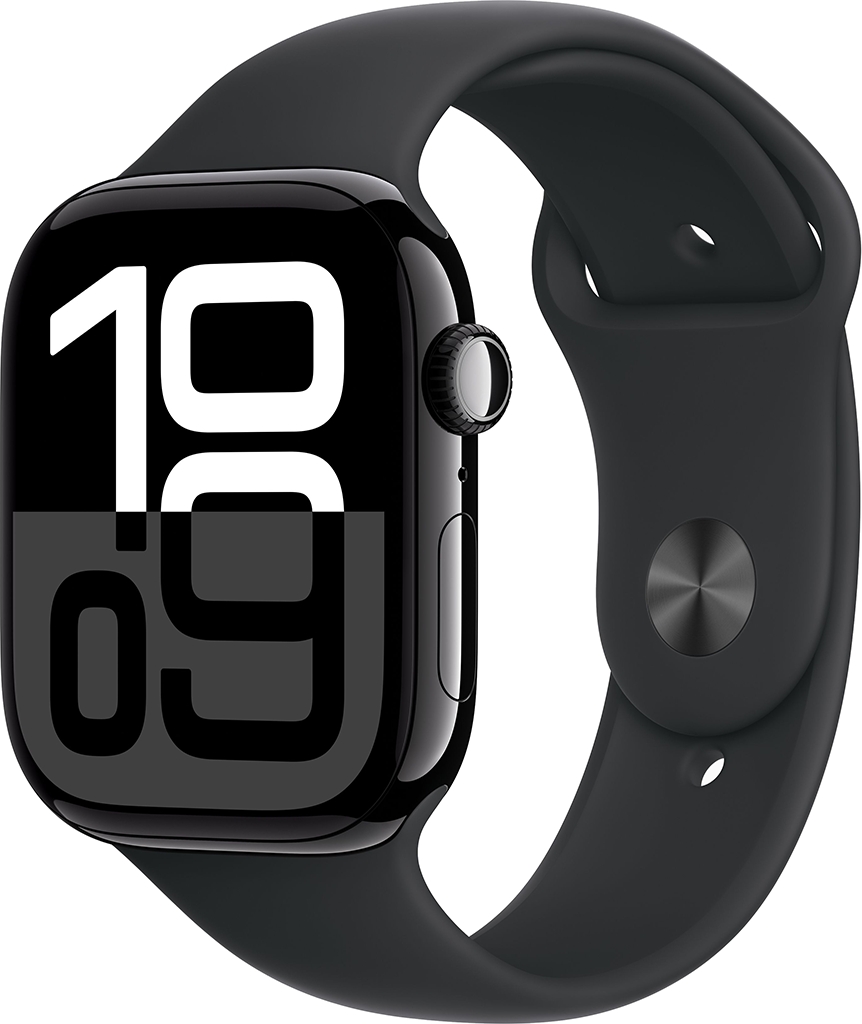 Умные часы Apple Watch Series 10 46 мм алюминиевый корпус «Полночь», с чёрным спортивным ремешком S/M MWWP3LW/A