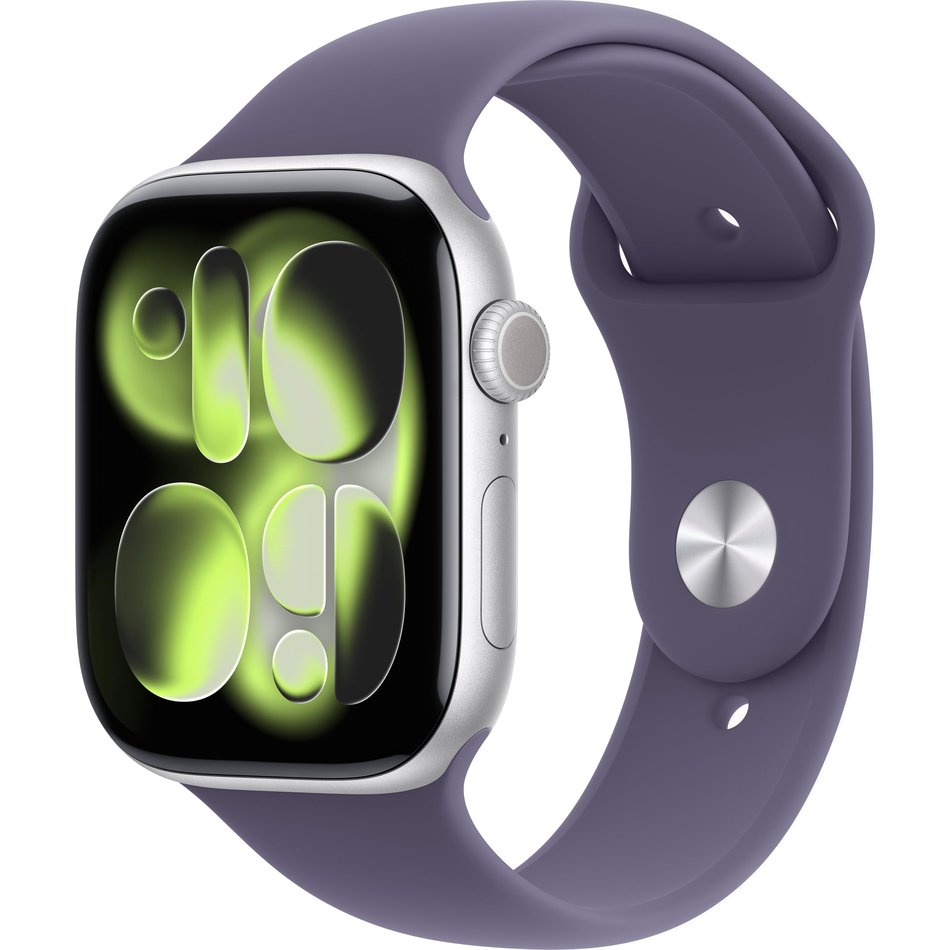 Умные часы Apple Watch Series 11 46 мм Серебристые, с фиолетовым спортивным ремешком M/L MEVA4LW/A
