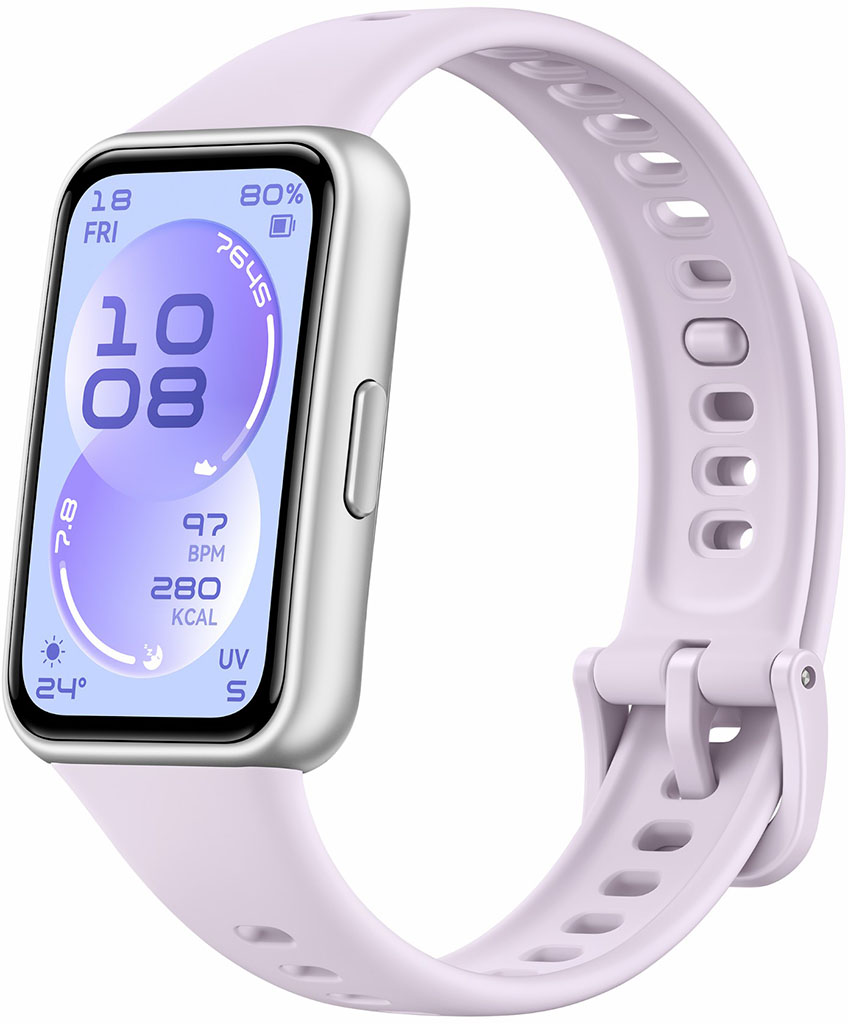 Умные часы HUAWEI Band 11 серебристые, с фиолетовым ремешком 55020GVE