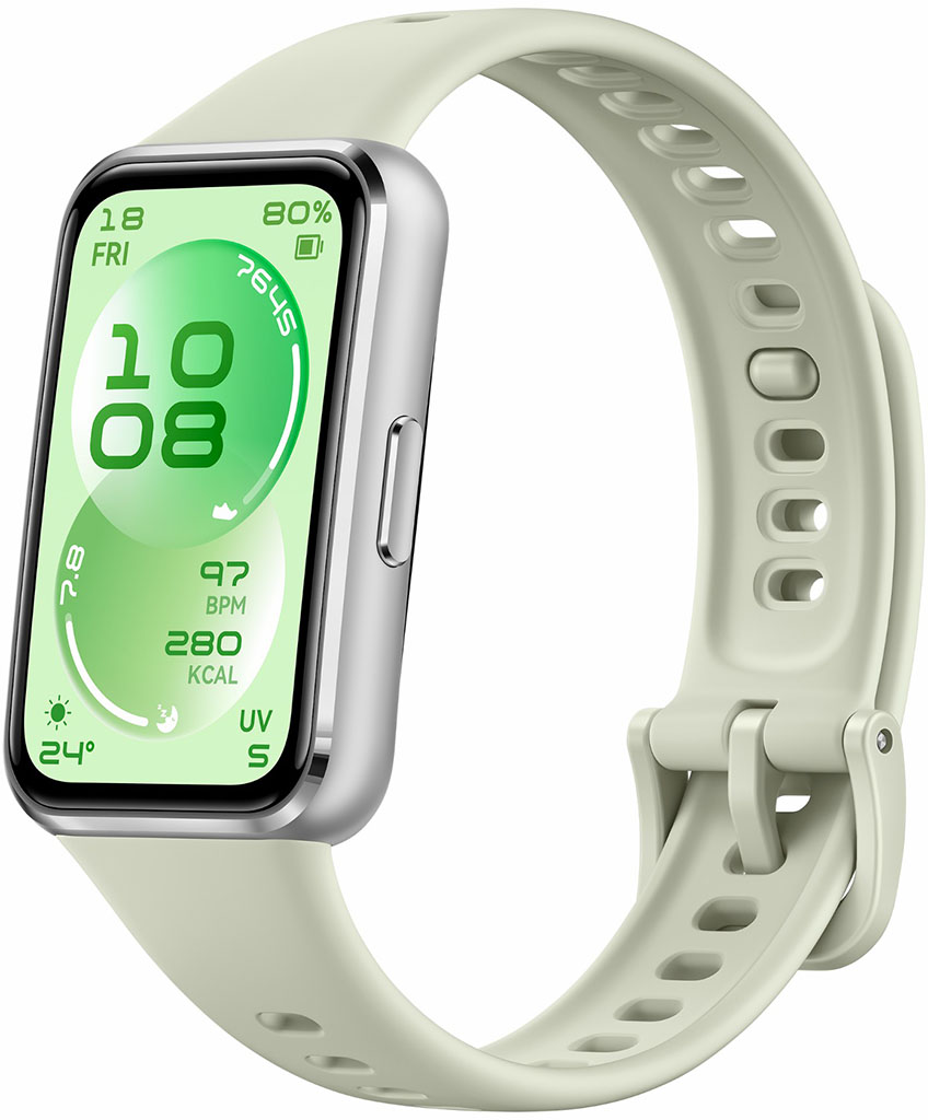 Умные часы HUAWEI Band 11 алюминевые серебристые, с зелёным ремешком 55020GUY