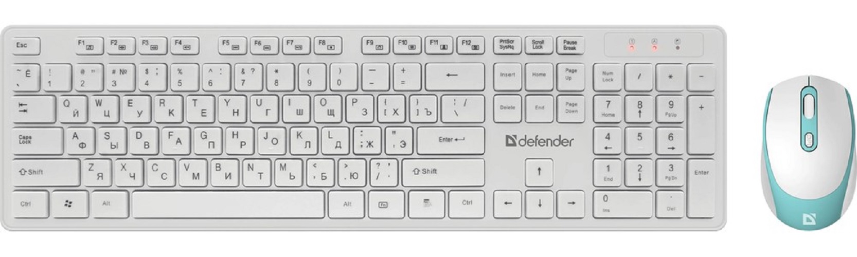 Клавиатура и мышь Wireless Defender Auckland C-987 RU белый, полноразмерный 45987