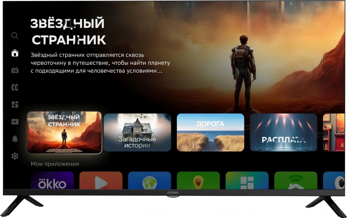 Телевизор LED Digma DM-LED40SBB36 40" Салют ТВ Frameless Metal черный FULL HD 60Hz DVB-T DVB-T2 DVB-C DVB-S DVB-S2 USB WiFi Smart TV