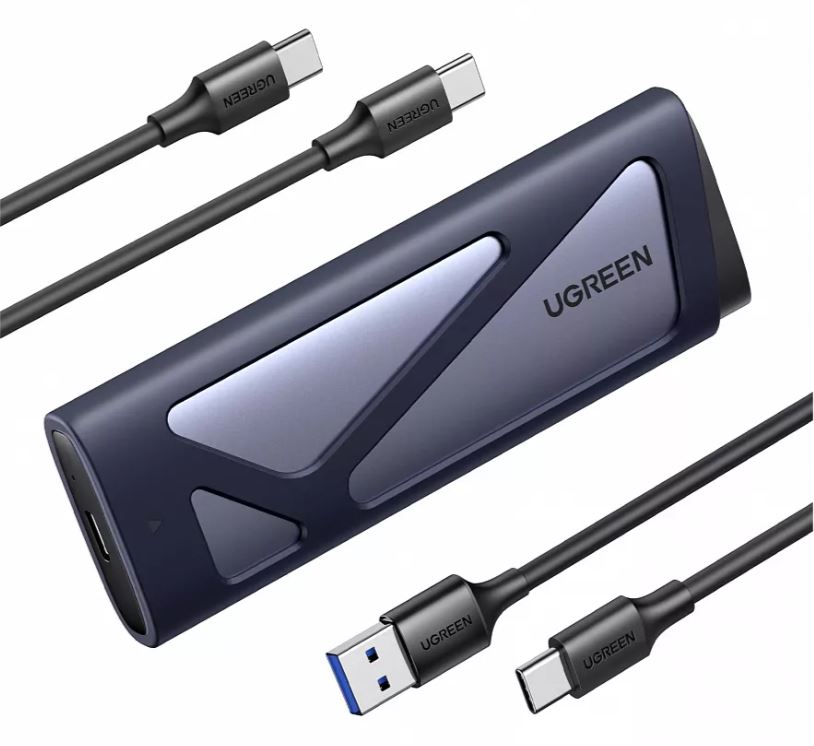 Бокс UGREEN CM767 15813_ внешний для жесткого диска M.2 NVMe/M.2 SATA SSD 10Gbps. Цвет: серый