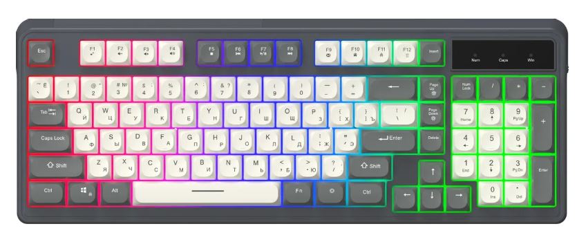 Клавиатура Oklick 731G 1644319 серый/белый USB for gamer LED