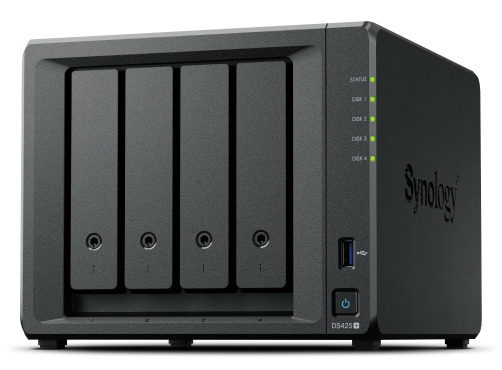 Сетевое хранилище Synology DS425+ 4x3.5/2.5" HDD/SSD SATA (2xNVMe), RAID JBOD/0/1/5/6/10, 1xRJ-45 1GbE LAN, 1xRJ-45 2.5GbE LAN, 2xUSB3.2Gen1, без HDD