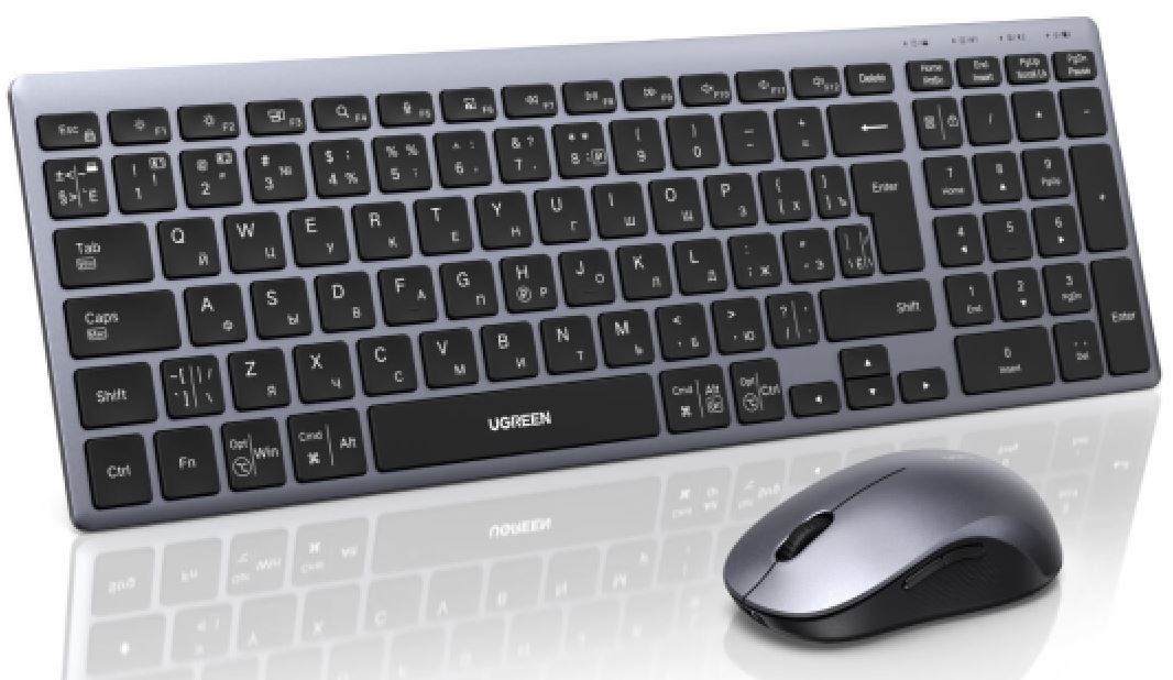 Клавиатура и мышь Wireless UGREEN MK552 85513RU Multi-Mode BT/2.4G. Цвет: черный