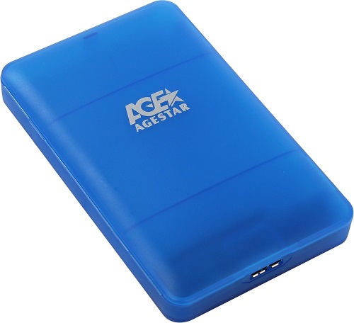 Внешний корпус для HDD SATA 2.5” AgeStar 3UBCP3 для HDD/SSD SATA 6Gb/s 2.5", USB 3.0, пластик, синий 3UBCP3 (BLUE)
