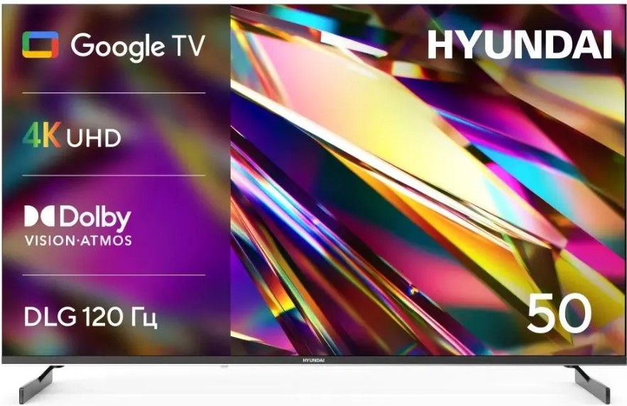 Телевизор Hyundai H-LED50BU7011 LED, 50" Google TV Frameless Metal черный/черный 4K Ultra HD 60Hz MEMC DVB-T DVB-T2 DVB-C DVB-S DVB-S2 USB WiFi Smart