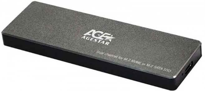 Внешний корпус AgeStar 31UBVS6C для SSD NVMe/SATA USB3.0 M2 2280 B/M-key черный
