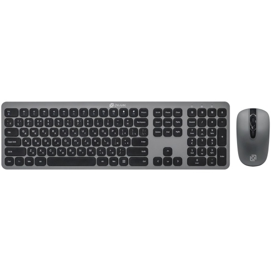 Клавиатура и мышь Oklick 300M клав:серая, мышь:серый/черный USB беспроводная slim Oklick 1488402